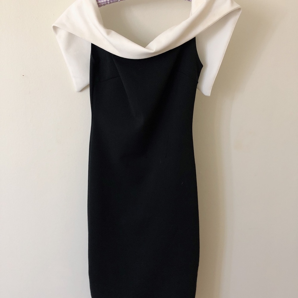 Black white zipper long dress
